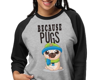Pug Dog Mom Dad Raglan Tshirt, Pug Lover T Shirt for Men and Women