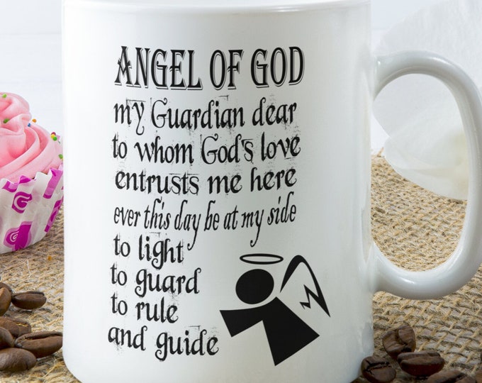 Guardian Angel Poem Mug, Spiritual Quote, Angel Lover Gift