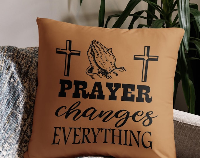 Christian Decorative Printed Throw Pillow, Rustic Farmhouse Home Decor, Faith Modern Housewarming Gift