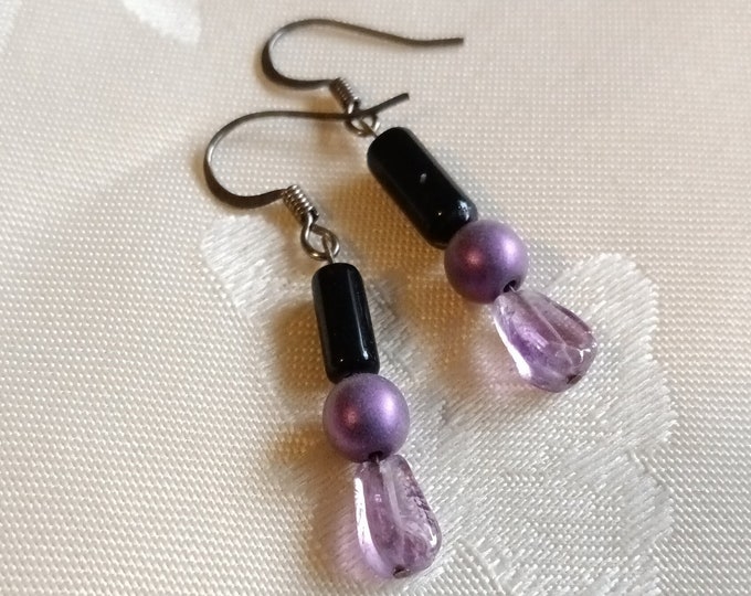 Amethyst Earrings - Amethyst Crystal Gem Dangle Earrings - Amethyst Dangle- Natural Gemstone Bead Earrings - Gemstone Jewelry