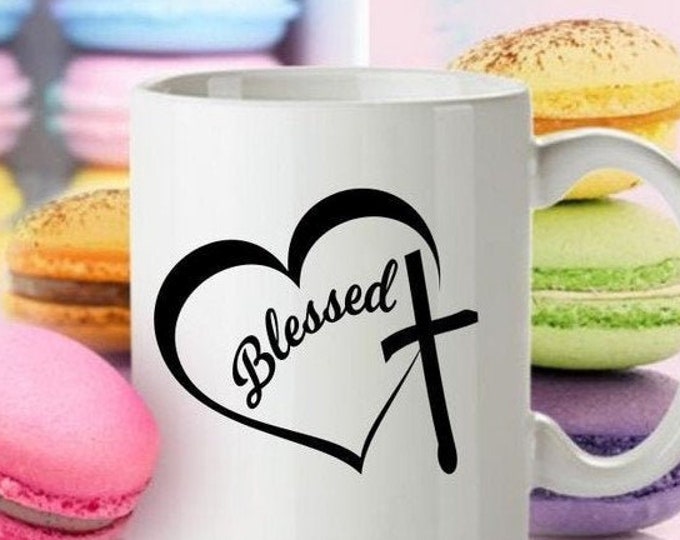 Blessed Inspirational Christian Coffee Mug, God Gift for Sister Friend Coworker Church Members, Bible Study Groups