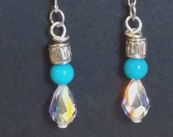 Sleeping Beauty Turquoise - Arizona Turquoise - Globe Arizona Mined Turquoise - Turquoise Dangle Earrings with Fine Crystal