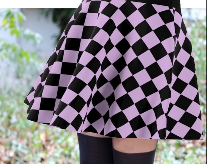 Skater Skirt, Party Mini Skirt, Flare Skirt, High Waisted Skirt, Checkered Skirt, Pin-up, Rockabilly Skirt , Full Circle Skirt