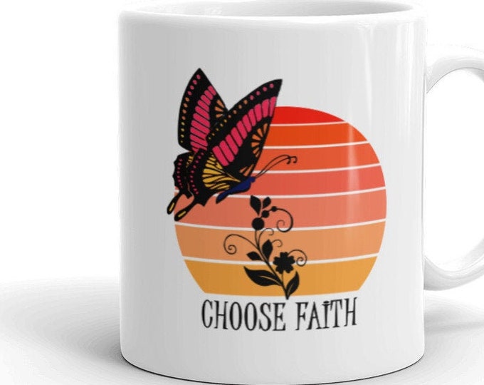 Home Decor Mug - Christian Faith Mug - Christian Sayings Mug - Christian Coffee Mug - Butterfly Gift for Women - Sunset Mug