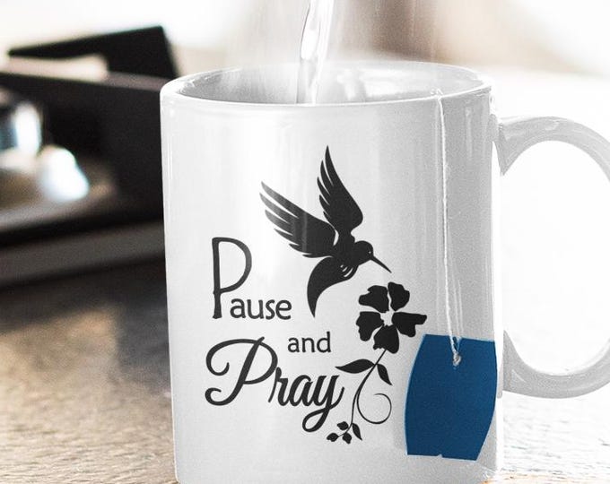 Pause and Pray Motivational Quote Coffee Mug, Faith Based God Gift Under 20 Dollars, Christian Saying Coffee Mug