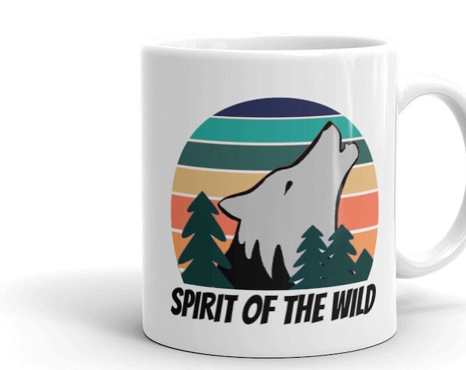Howling Wolf Mug - Spirit Animal - Wolf Spirit - Wolf Mug - Wolf Lover Mug - Outdoor Lover Gift - Sunset Mug - Hunter Gift