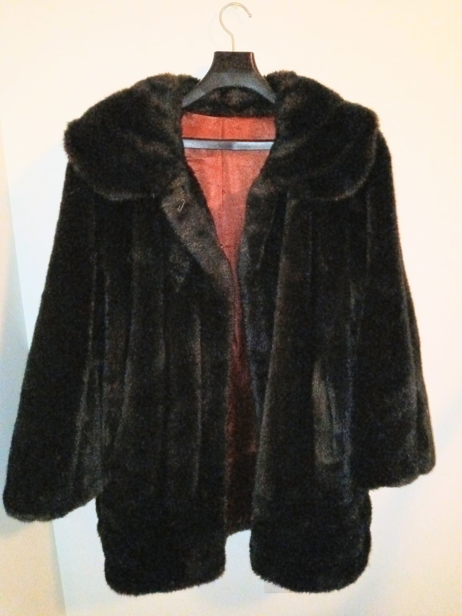 1960s Vintage Tissavel from France for Country Pacer Faux Fur Jacket Faux Mink Mid Hip Length Swing Coat