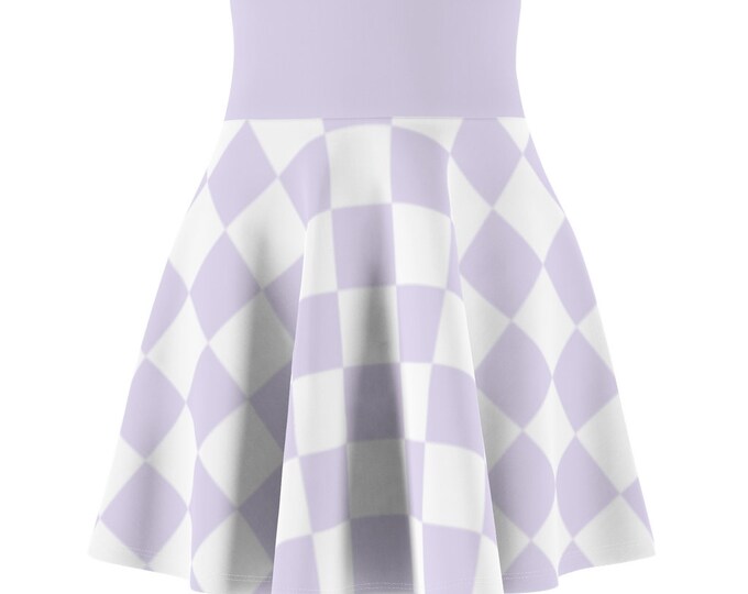 Skater Skirt - Plaid Mini Skirt - High Waisted Lavendar Plaid Check