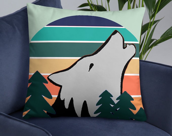 Wolf Pillow - Sofa Pillow - Living Room Decor  - Wolf Decor - Office Decor - Housewarming Gift - Outdoor Wolf Lover Gift - Throw Pillow