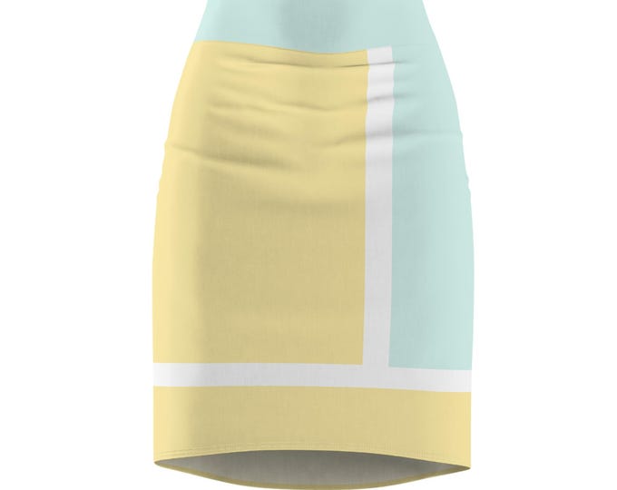 Womens Classic Pencil Skirt Office Skirt Close Fitting Skirt Bodycon Skirt Above the Knee Skirt Sea Foam Green Colorblock Skirt to Sz 2XL