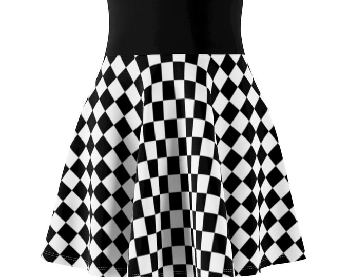 Checkered Skater Skirt - Party Mini Skirt - Flare Skirt - High Waisted Skirt - Check Skirt - Rockabilly Skirt - Full Circle Skirt