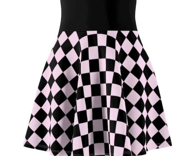 Skater Skirt - Party Mini Skirt - Flare Skirt - High Waisted Skirt - Check Skirt - Rockabilly Skirt - Full Circle Skirt