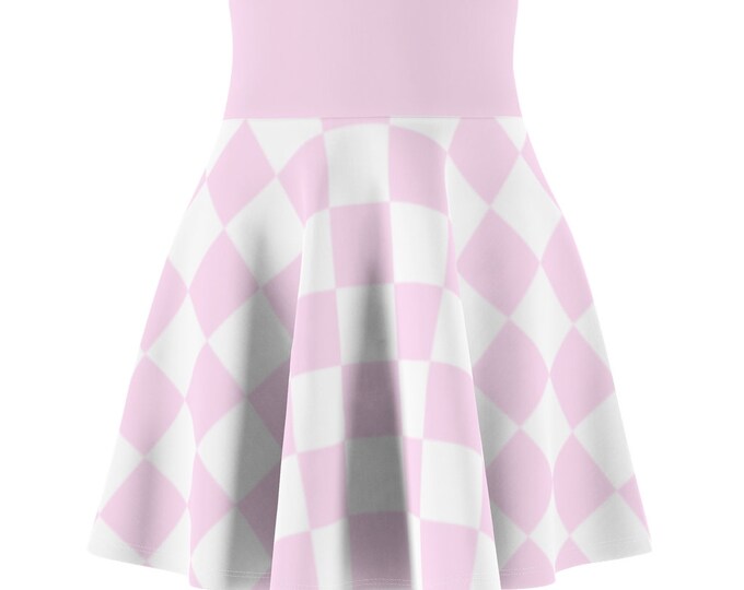 Skater Skirt- Plaid Skater Skirt - Skirt- Millennial Pink Skirt - High Waisted Light Pink Plaid Check