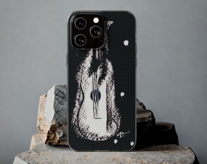 Guitar Art Silicone iPhone Case, Musician Gift
