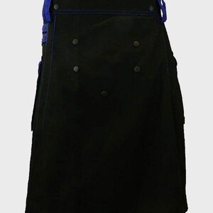 Black Deluxe Utility Kilt with Blue Straps