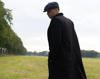 Abrigo largo de hombre estilo Peaky Blinders – Confeccionado a mano en mezcla de lana / Abrigo vintage personalizado de los años 20
