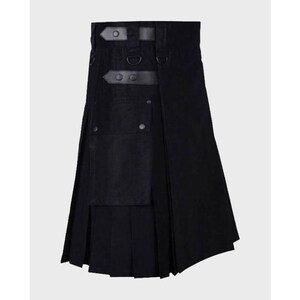 Lautréamont Men Black Modern Utility Kilt