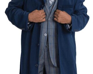 Cappotto Lungo Uomo WAIDFU In Misto Lana (30% Lana, 70% Poliestere) Taglia S, Nero, Con Tasche, Colletto Dentellato, Regular Fit
