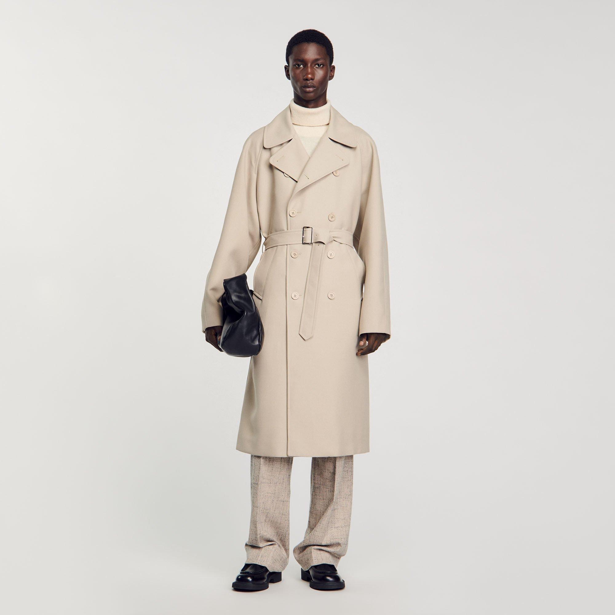 Long Trench Coat White Beige for Men Sandro Paris - Etsy