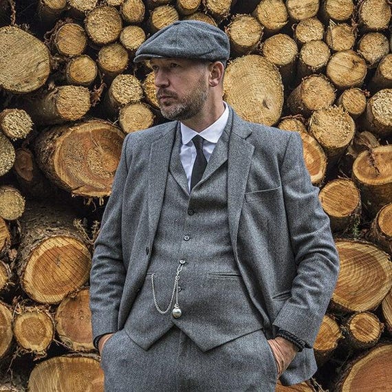 Shelby Charcoal Tweed Trousers Men's Tailored Suit 3-piece Suit