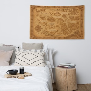 Keltische fantasiekaart – muurvlag uit het oude mythische rijk met heilige symbolen – druïdedecor voor gamers en schrijvers