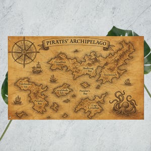 Vintage Fantasy Wanddekoration / Pirate's Archipelago Map Flagge / Rollenspiel-Dekoration