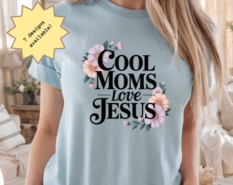 Camiseta "Mamás Geniales Aman a Jesús", Camiseta para el Día de la Madre, 7 Diseños, Regalo para Mamá Cristiana, Camiseta para Mamá Religiosa, Colores Cómodos