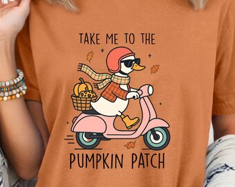 Camiseta Goofy Goose Pumpkin Patch – Sudadera con colores otoñales para mayor comodidad