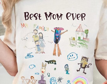 Camiseta infantil con dibujo para mamá, regalo personalizado para el Día de la Madre, camiseta personalizada para mamá, camiseta con dibujos infantiles
