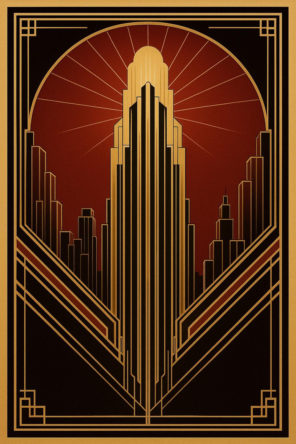 Art Deco Travel Poster: Retro Geometric City Print (digital Download ...