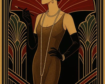 Luxe art-decoprints Luxe retro digitale downloadkunst. Muurkunst