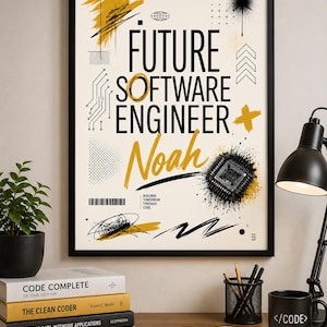 Personalized Software Engineer Poster, Custom Coding Wall Art, Programmer Gift, Computer Science Dorm Decor