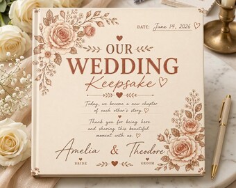 Personalized Wedding Guest Book, Hardcover Keepsake Album, Custom Sign In Book