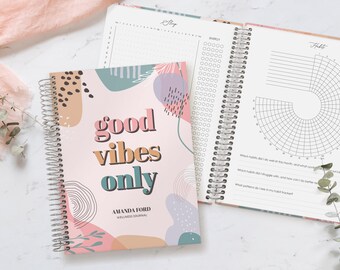 Custom Wellness Journal | Health & Wellbeing Diary | Habit + Sleep Tracker | Self-Care Book | Gratitude | Christmas Gift | Good Vibes Only