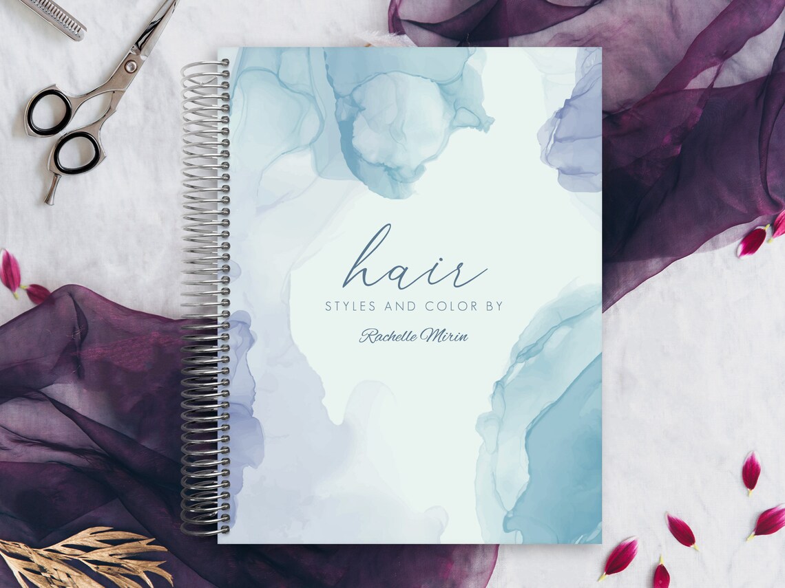 Purple Trail Hair Stylist Planner | Appointment Book | Salon Organization | Hairdresser Planner | Event Bookings | Beauty | Light Blue Alcohol Ink