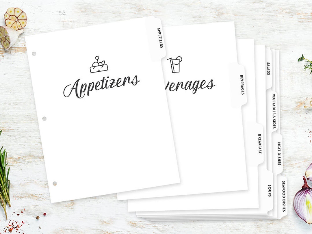 Recipe Binder Tabs Tabs for 3 Ring Binders Recipe Divider Etsy