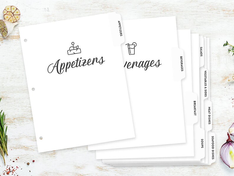 Recipe Binder Tabs Tabs for 3 Ring Binders Recipe Divider Etsy