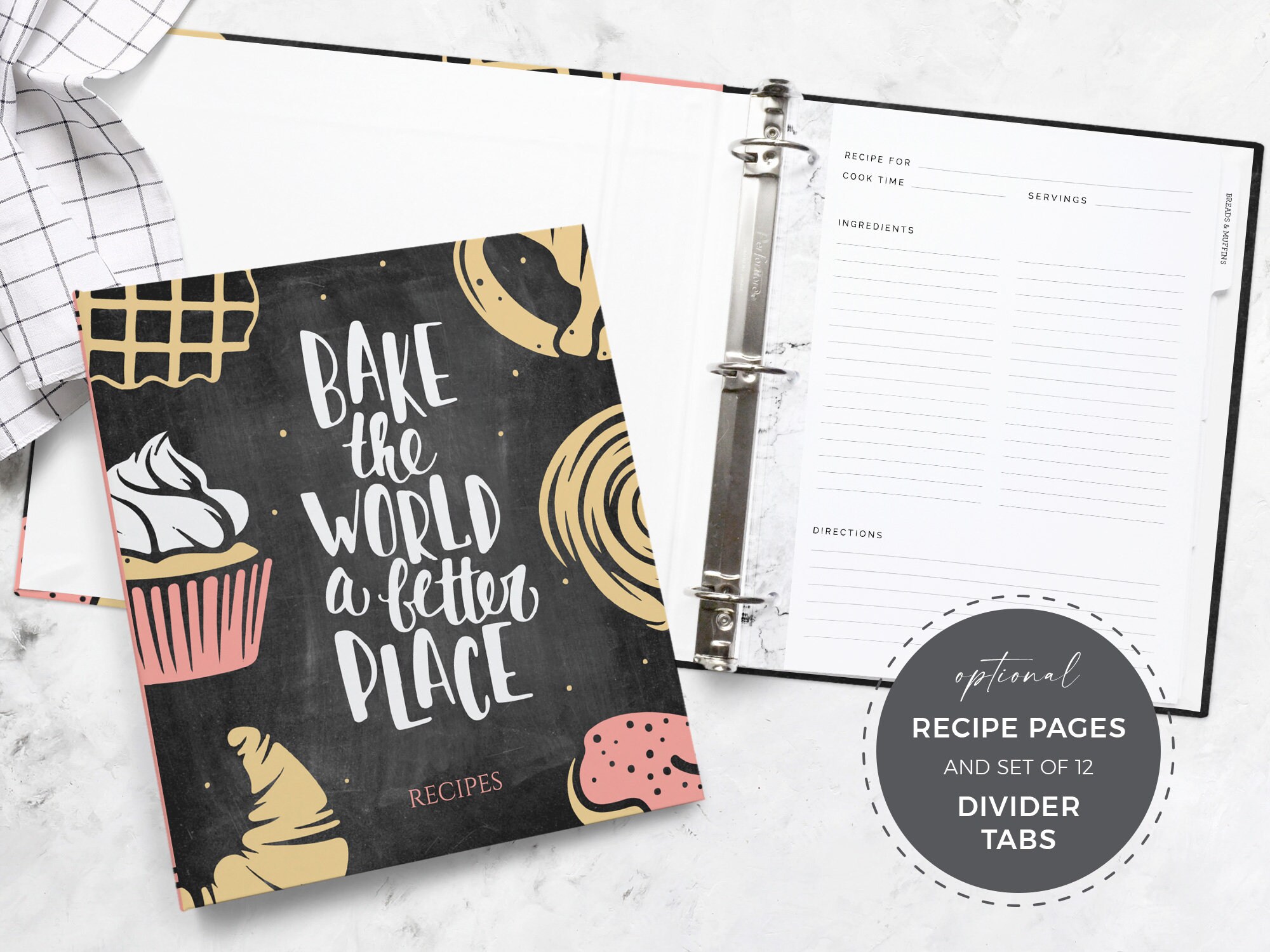 3Ring Recipe Binder Set Customized 8.5x11 Binder Recipe Etsy