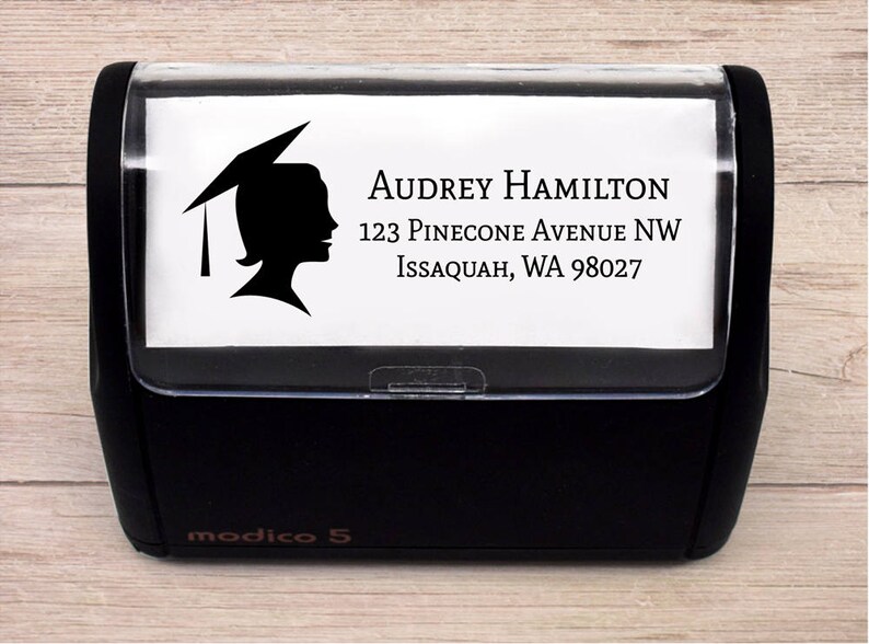 Custom Graduation stamp personalized self inking stamp Silhouette Graduation Address Custom Stamp