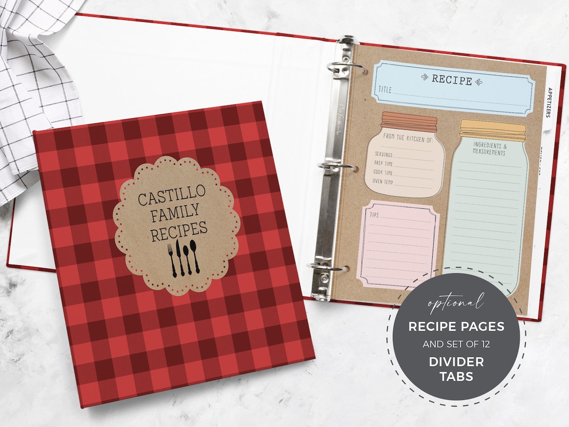 3ring Recipe Binder Set Customized 8.5x11 Binder Recipe Etsy