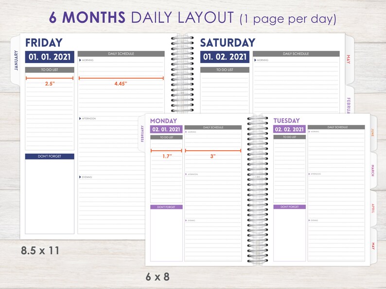 Daily planner monthly planner 3 month planner 6 month etsy