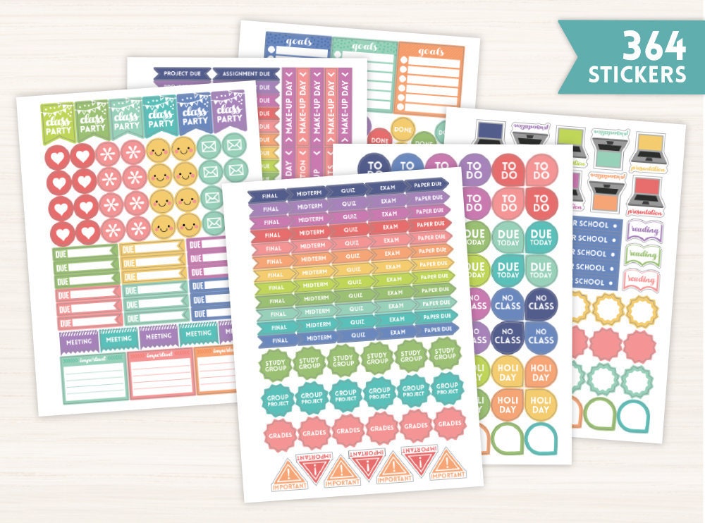 Student Planner Sticker Set Decorative Stickers School | Etsy