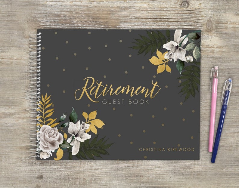 Retirement Guest Book Custom Retirement Guestbook Etsy