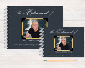 Retirement Guest Book, Retirement Guestbook, Retirement, Custom GuestBook, Personalized GuestBook, Retirment Registry Book, gold frame