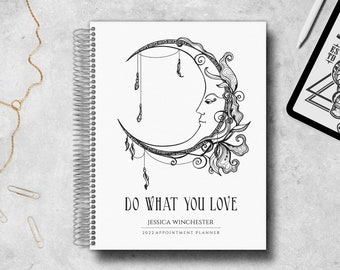 Black and White Appointment Planner | Tattoo Artist Planner | Event Agenda | Event Bookings | Business Planner | Artistic Moon