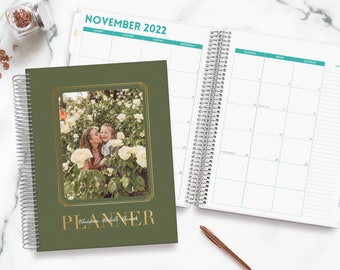 Custom Monthly Planner | 24 Month Planner | Monthly Calendar Grid | Personalized Planning Gift | Gift for Mom | Faux Foil | Single Photo