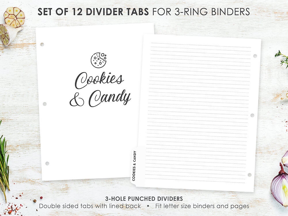 Recipe Binder Tabs Tabs for 3 Ring Binders Recipe Divider Etsy