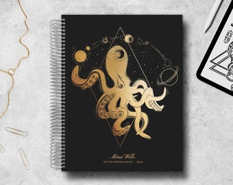 Tattoo Appointment Planner | Custom Appointment Book | Tattoo Shop Organization | Business Scheduling | Faux Gold Foil | Mystical Octopus