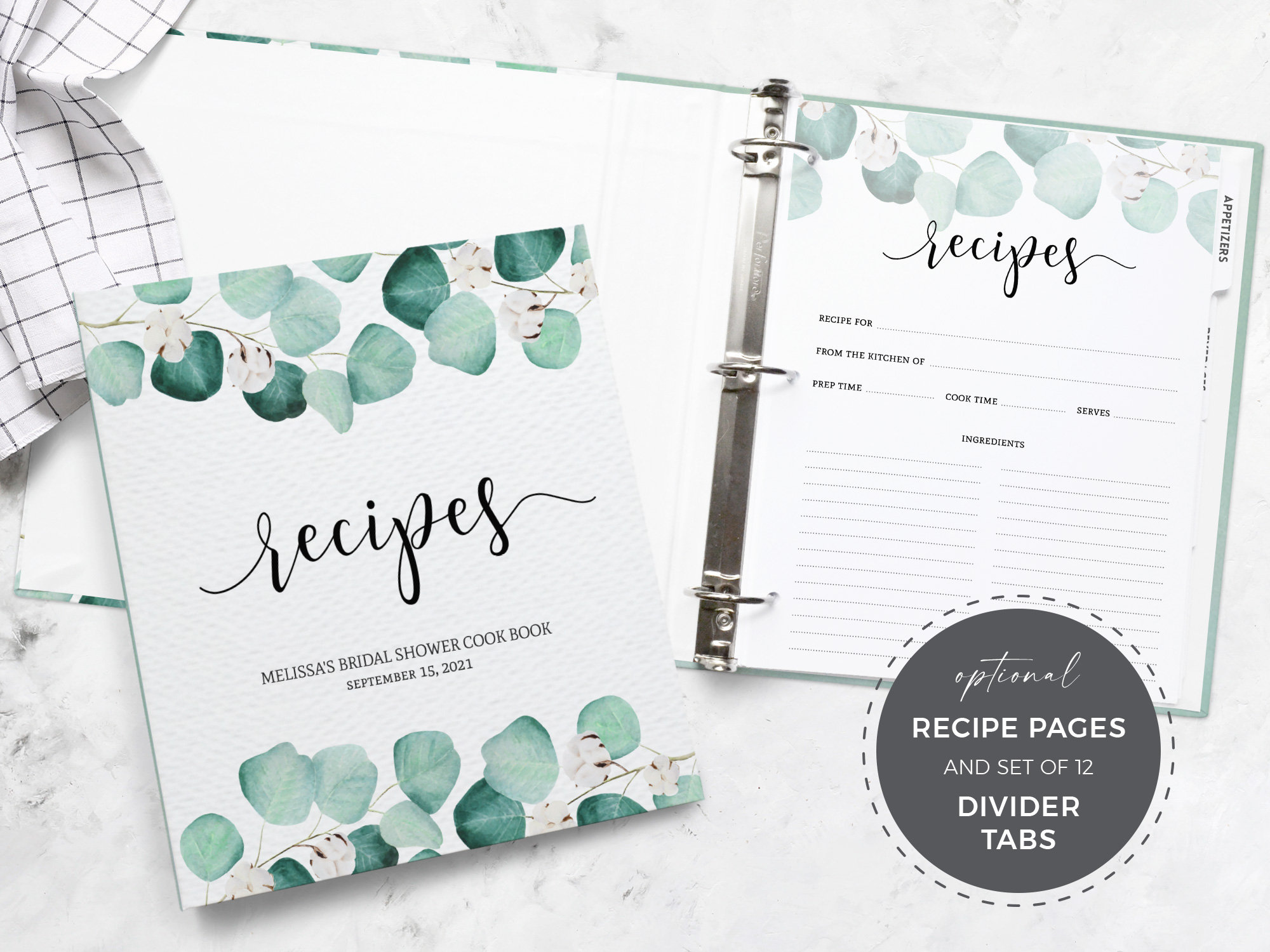 3Ring Recipe Binder Set Customized 8.5x11 Binder Recipe Etsy