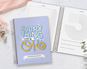 Personalized Wellness Journal | Health & Wellbeing Diary | Habit + Sleep Tracker | Goal Setting | Self-Care Book | Everything Will Be OK